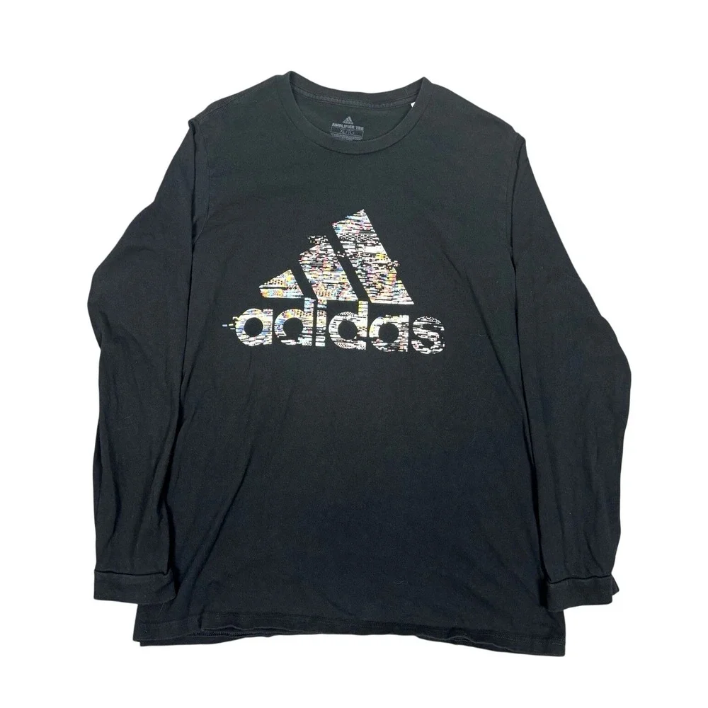 Adidas Logo Tee Mens Badge Of Sport Long Sleeve 100% Cotton Amplifier Size XL/TG